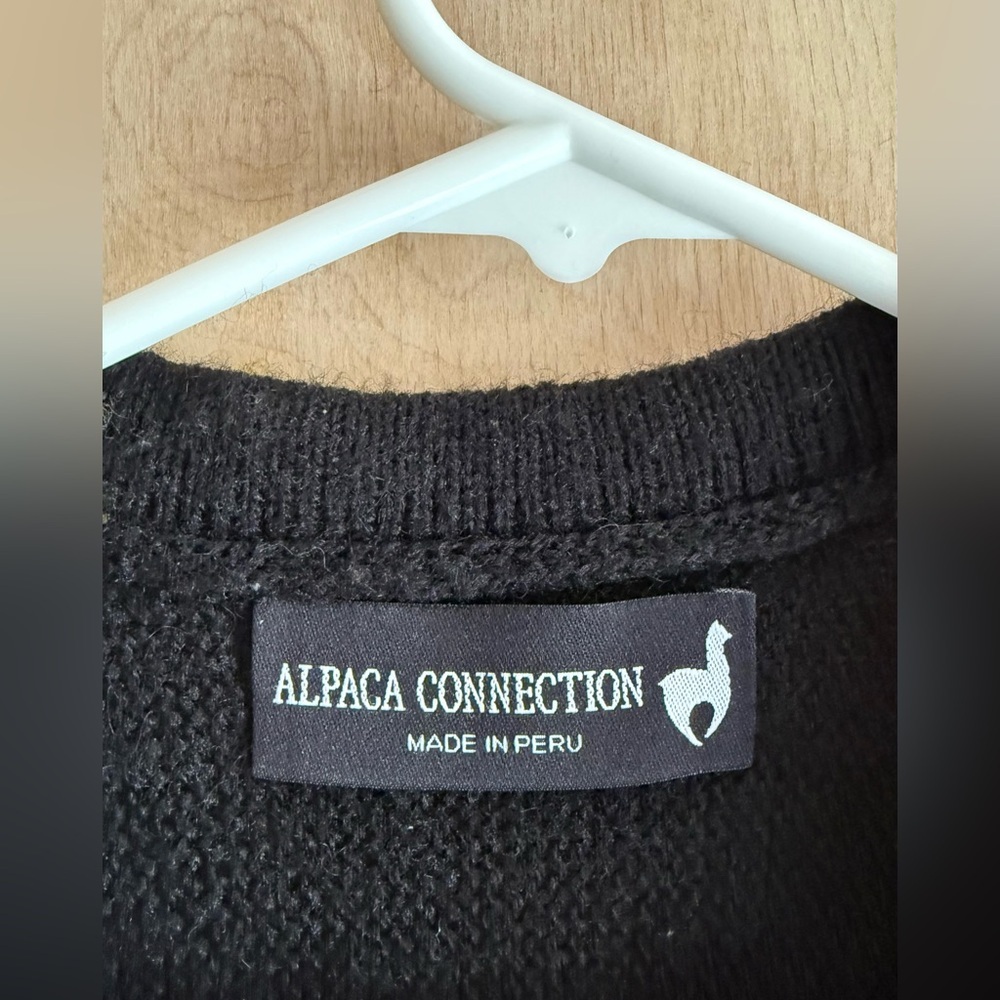 Alpaca Connection Alpaca Wool Ruana Wrap Peru Black Multicolor Unisex OS - Picture 2 of 13
